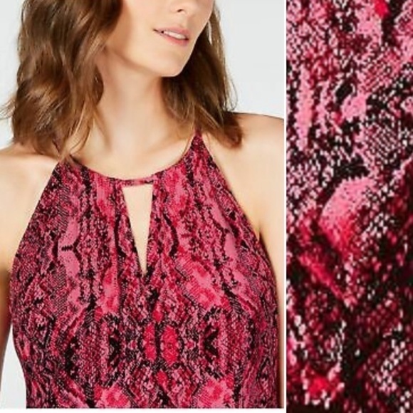 NWT INC Pink Snakeskin Keyhole Midi‎ Dress Medium - Picture 2 of 6